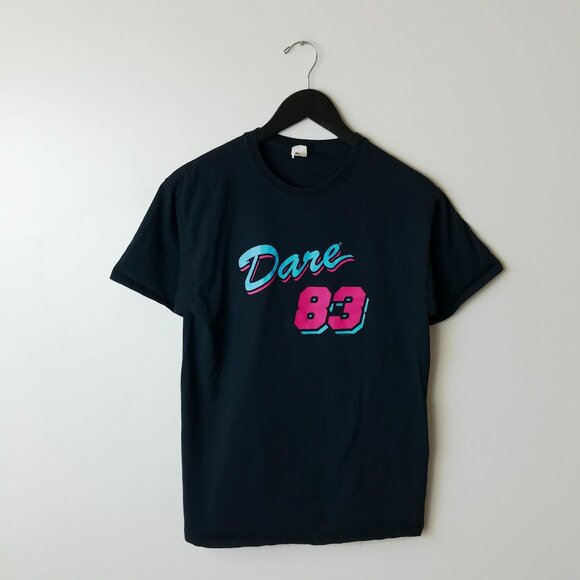 DARE 83 Graphic Tee S Black Neon Colors Retro Look Casual Adult Unisex Fit - Picture 9 of 14